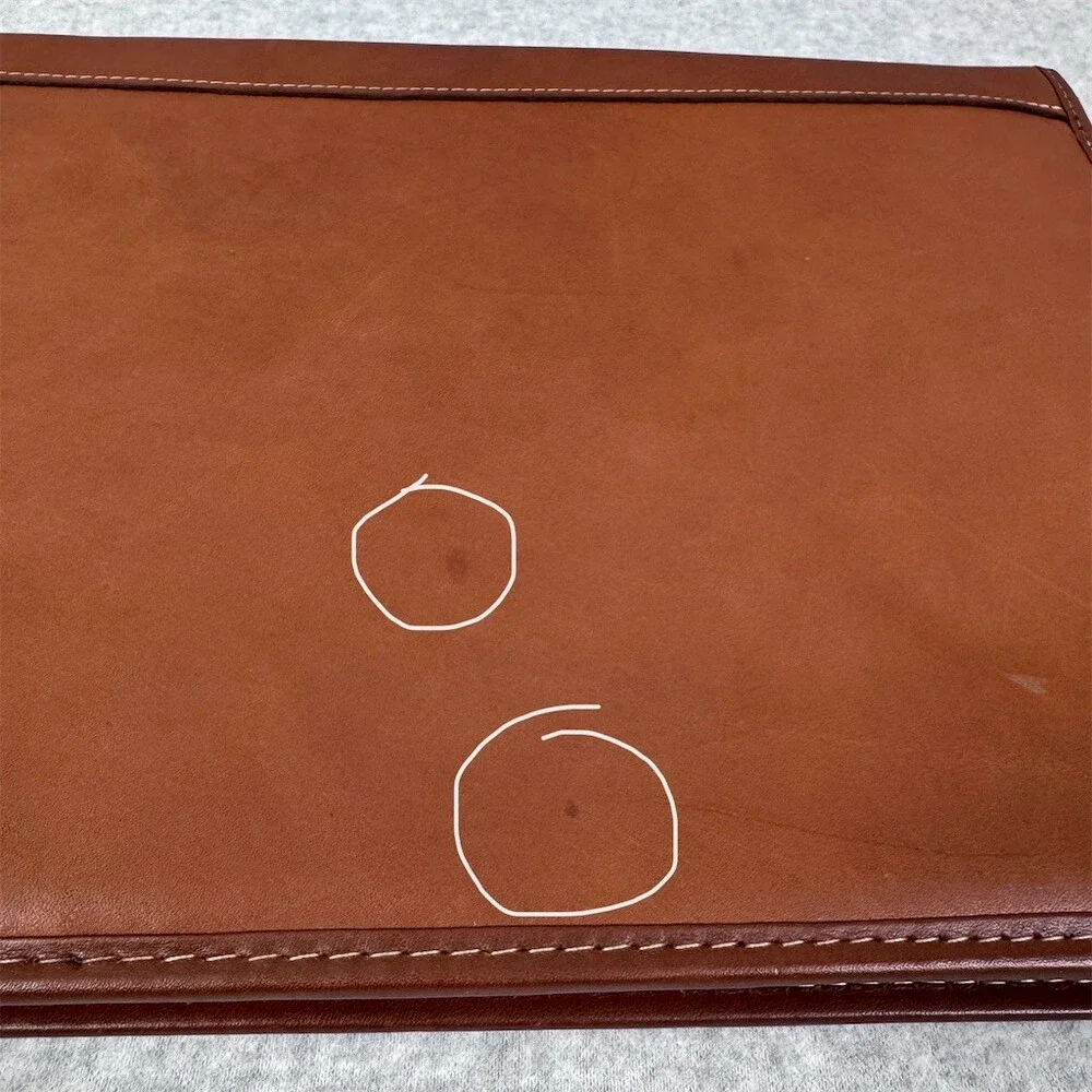 Vintage Brown Leather Portfolio Briefcase Document Case Top Handle Zip Closure